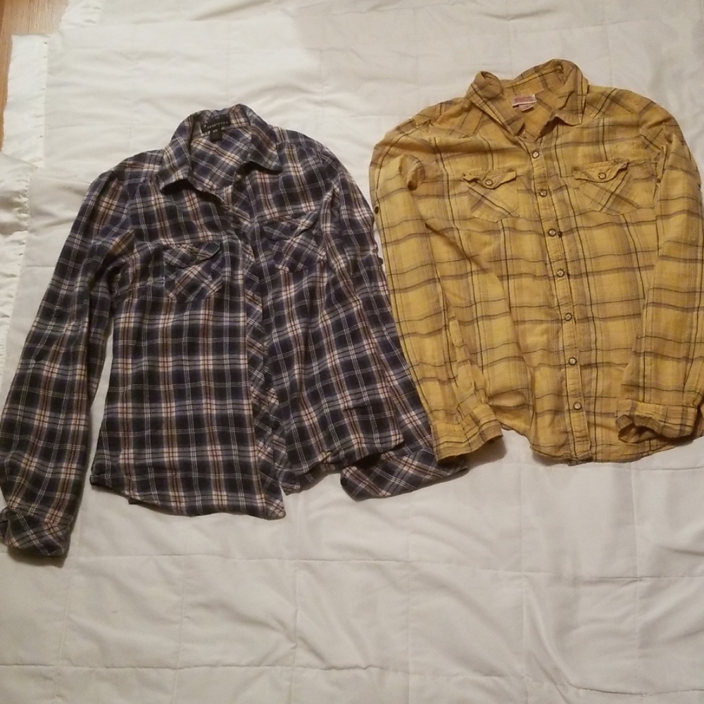 Flannel and flanneled patterned shirts lot of 2